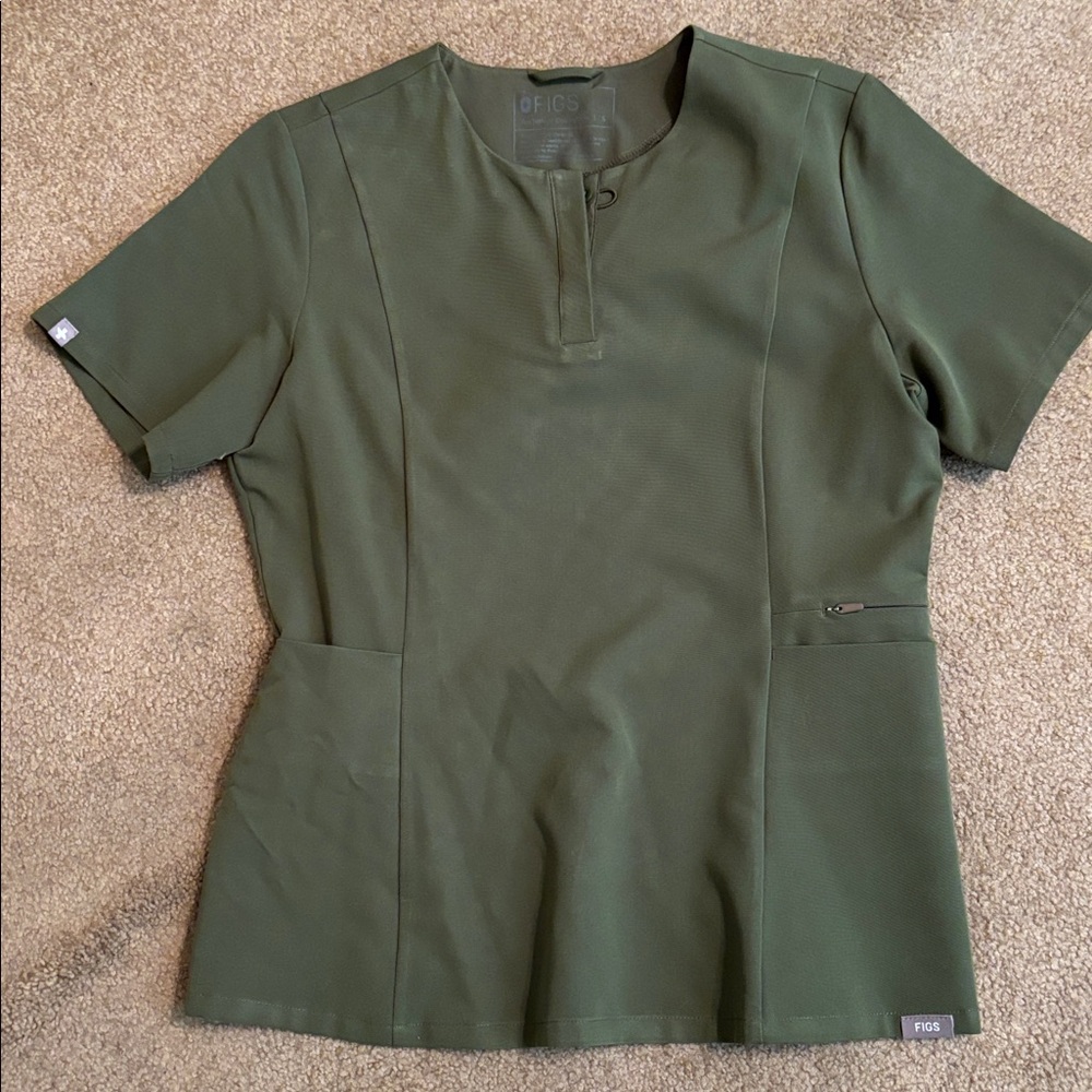 FIGS Olive Green Medical Scrub Top